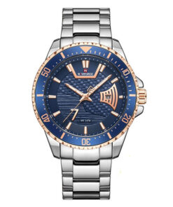 NaviForce-9191 silver stainless steel blue dial rose gold case men's luxury dress watch