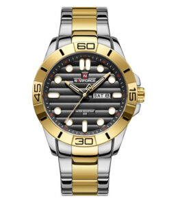 NaviForce 9198 two tone stainless steel black dial men's wrist watch