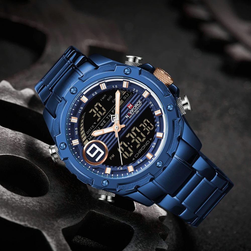 NaviForce NF9146 blue chain men's multi dial watch