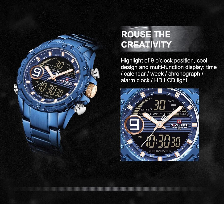 NaviForce-NF9146 blue chain watch features