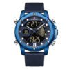 NaviForce NF9172 blue leather strap blue dial multiple time zone mens's dress watch