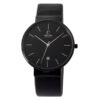 Obaku V153GBBRB black leather strap & black analog dial men's wrist watch
