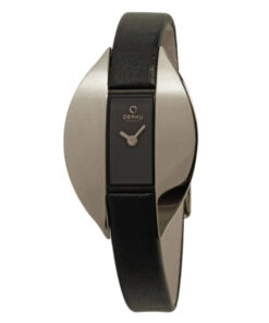 Obaku V155LABRBH black leather strap unique design analog dial ladies wrist watch