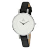Obaku V158LECIRB black leather strap white analog dial ladies wrist watch