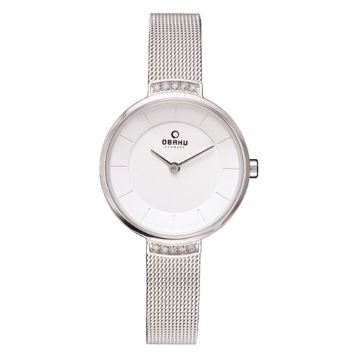 Obaku V177LECIMC silver mesh strap round analog dial ladies wrist watch