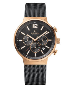 Obaku V180GCVBMB black mesh strap & dial men's chronograph sports wrist watch