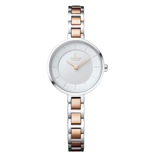 Obaku V183LXCISC two tone stainless steel white analog dial ladies wrist watch
