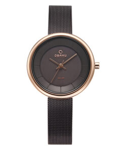 Obaku V186VNMN black mesh strap black analog dial ladies luxury wrist watch