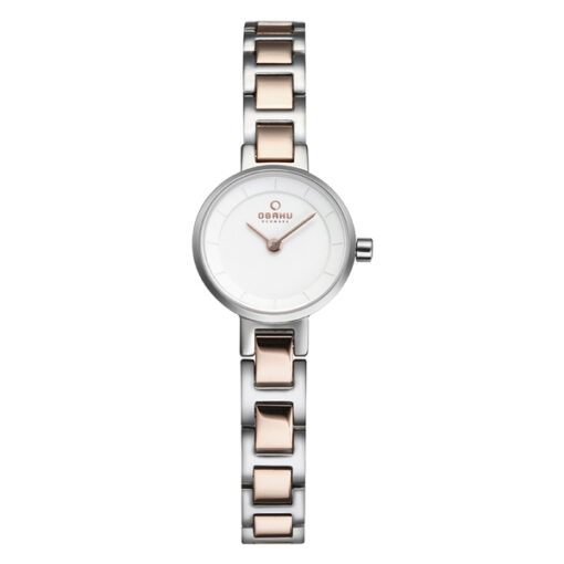 Obaku V198LXCISC two tone stainless steel white analog dial ladies wrist watch