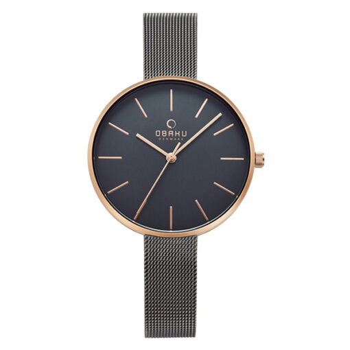 Obaku V211LXVJMJ black mesh strap ladies analog wrist watch