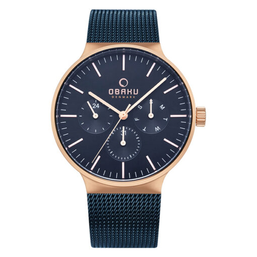 Obaku V229GMVLML blue mesh chain blue multi hand dial men's wrist watch