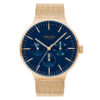 Obaku V229GMVLMV golden mesh strap blue multi hand dial men's gift wrist watch