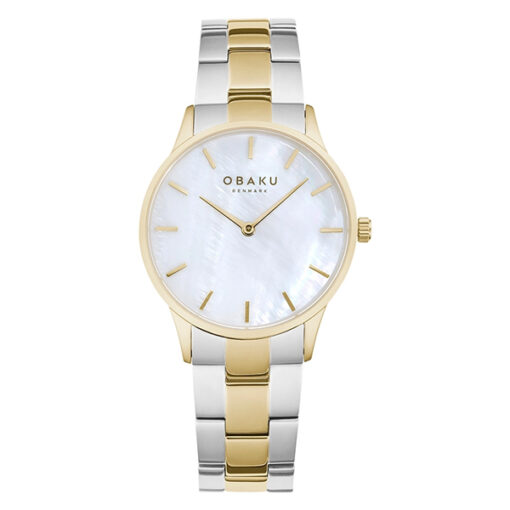 Obaku V247LXGWSF two tone stainless steel white dial ladies fashion wrist watch