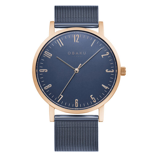 Obaku V248GXVLML blue mesh strap blue numeric dial men's wrist watch
