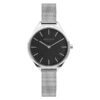 Obaku V257LHCNMC silver mesh strap plain black analog dial ladies simple wrist watch