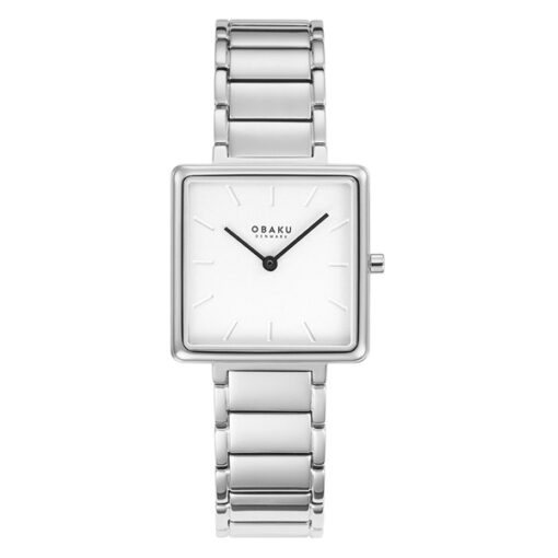 Obaku V259LXCISC silver stainless streel white square dial ladies dress wrist watch