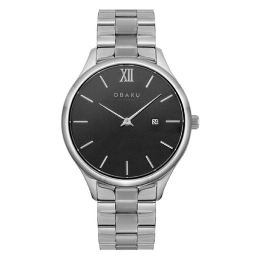 Obaku V266GDCBSC silver stainless steel black analog dial men's wrist watch