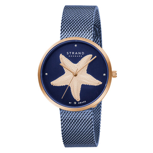 Strand S700LHVLML-DSF blue mesh star fish printed stone engraved blue dial ladies dress wrist watch