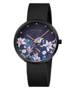 Strand S700LXBBMB-DF black mesh chain floral dial display ladies dress watch