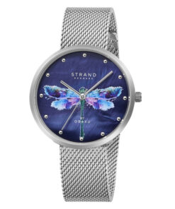Strand S700LXCLMC-DD silver mesh strap dragonfly printed multi color dial ladies stylish wrist watch