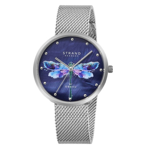 Strand S700LXCLMC-DD silver mesh strap dragonfly printed multi color dial ladies stylish wrist watch