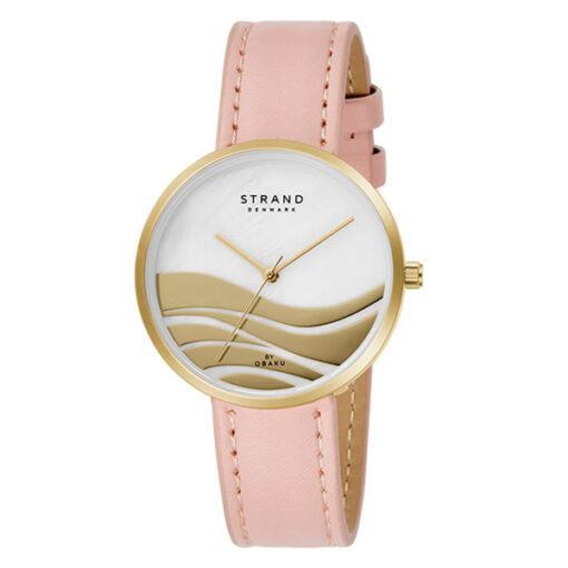 Strand S700LXGPRP-DW pink leather strap stylish white dial ladies hand watch