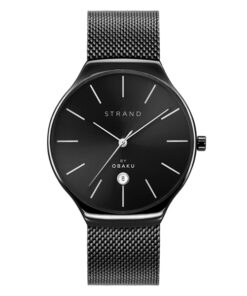 Strand S701GDBBMB black mesh strap black dial men's simple analog dial wrist watch