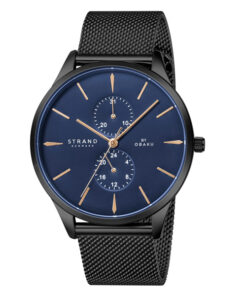 Strand S703GMBLMB black mesh strap blue dial men's multi function dress wrist watch