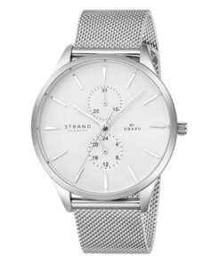 Strand S703GMCIMC silver mesh strap multi function white round dial mens luxury wrist watch