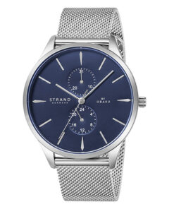 Strand S703GMCLMC silver mesh strap classic blue multi hand dial mens wrist watch