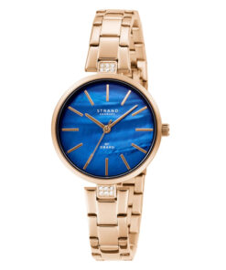 Strand S706LXVLSV rose gold stainless steel chain blue dial ladies analog wrist watch
