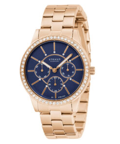 Strand S707LMVLSV rose gold stainless steel chain blue dial ladies gift wrist watch