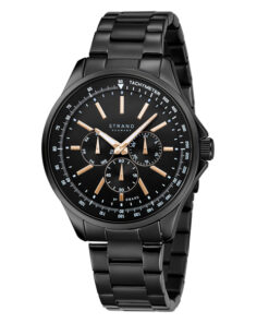 Strand S708GMBBSB black stainless steel black multi dial men's dress watch
