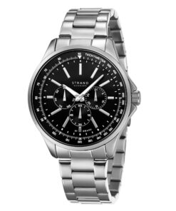 Strand S708GMCBSC silver stainless steel black dial men's hand watch