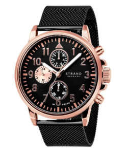Strand S714GMVBMB black mesh strap black numeric dial men's multi function watch