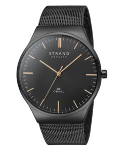 Strand S717GXBBMB black mesh chain black dial mens analog wrist watch