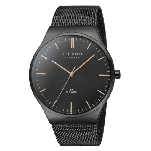 Strand S717GXBBMB black mesh chain black dial mens analog wrist watch