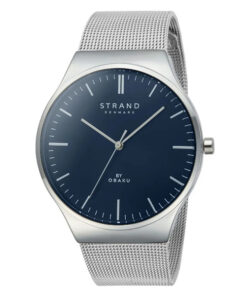 Strand S717GXCLMC silver mesh chain blue dial mens dress wrist watch