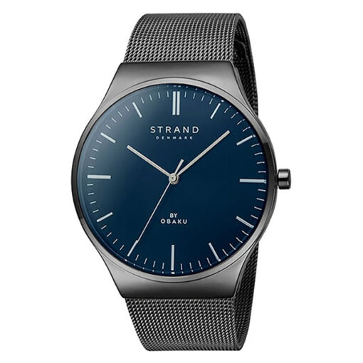 Strand S717GXJLMJ black mesh chain plain blue dial mens hand watch