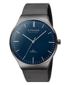 Strand S717LXJLMJ black mesh strap round blue dial ladies dress wrist watch