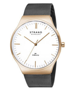 Strand S717LXVWMB black mesh strap white dial & rose gold case ladies luxury wrist watch