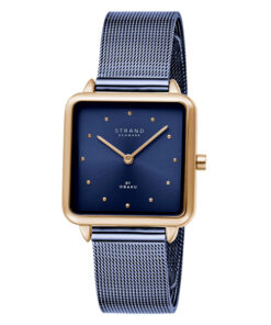 Strand S718LXVLML blue mesh chain blue square shape dial ladies fashion wrist watch