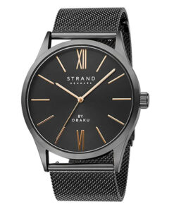 Strand S720GXBBMB black mesh chain black roman dial mens casual wear hand watch