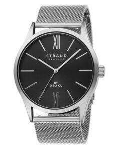 Strand S720GXCBMC silver mesh chain black dial mens analog wrist watch