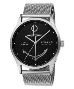 Strand S720GXCBMC-DN Silver mesh chain black ship anchor dial men's wrist watch