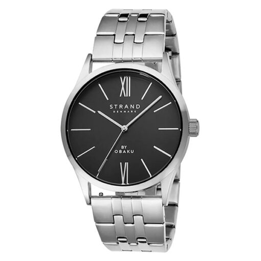 Strand S720GXCBSC silver stainless steel black dial mens dress watch