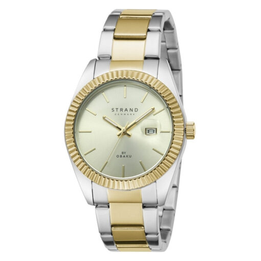 Strand S721GDFGSF-DS two tone stainless steel golden dial watch with date display feature