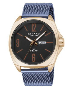 Strand S722GDVLML blue mesh strap black numeric dial men's luxury wrist watch