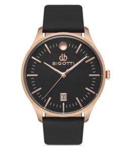bigotti bg.1.10236-3 black analog dial leather strap mens watch
