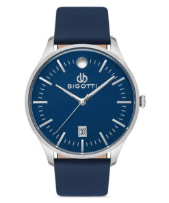 bigotti bg.1.10236-4 blue analog dial mens watch in leather strap
